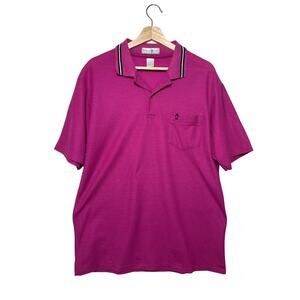 Penguin Club Vintage Polo Shirt Men's Magenta Pink Size L Preppy Golf 90s